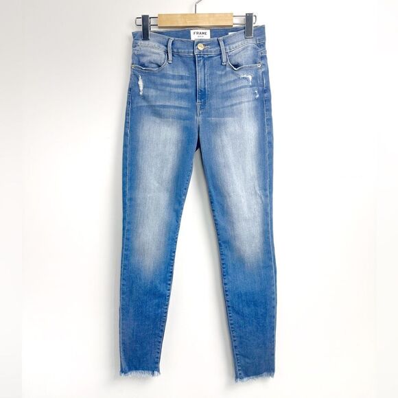 Frame Le High Skinny Raw Hem Cropped Jeans Sz 27 - Picture 2 of 14
